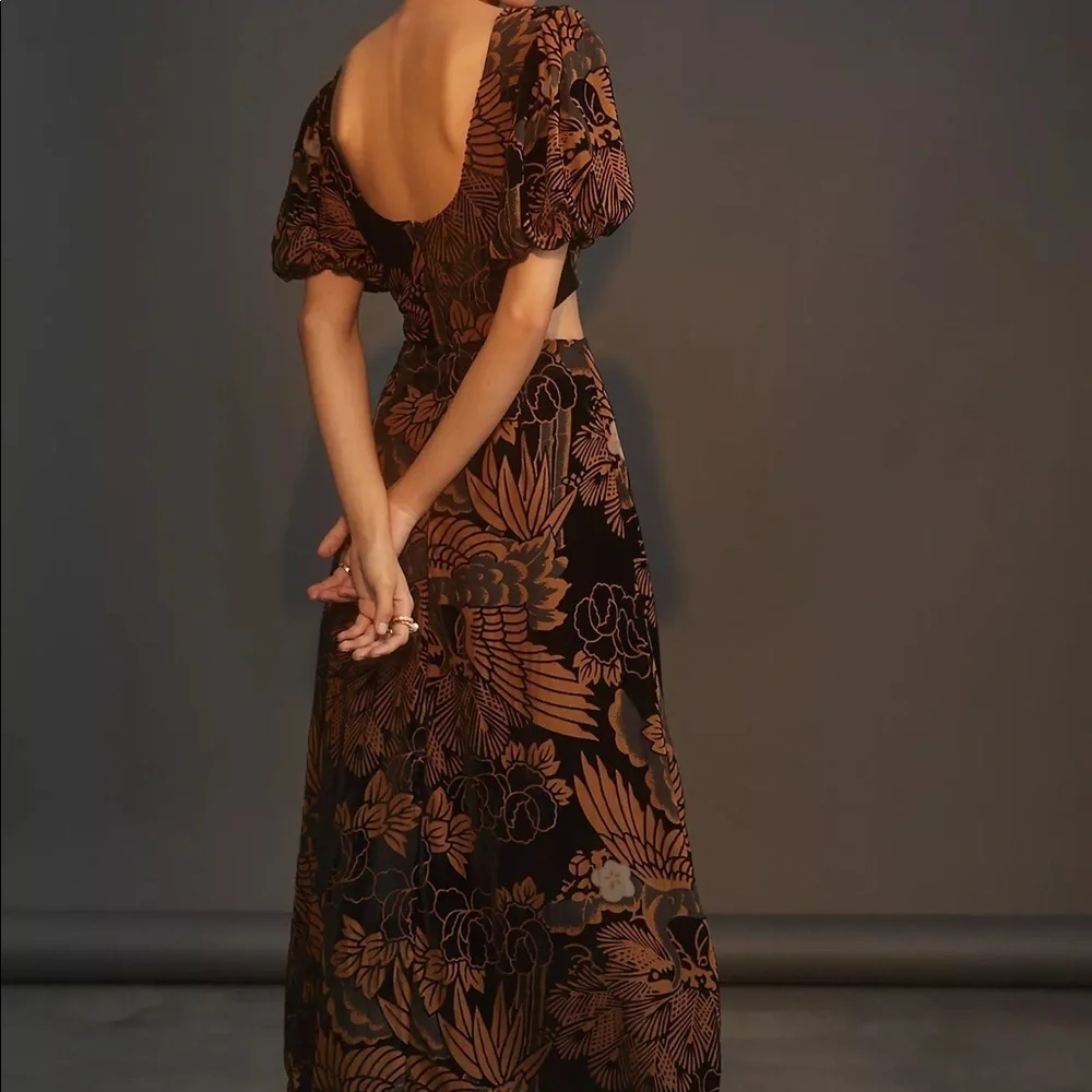 Anthropologie Let Me Be Burnout Velvet Cutout Maxi Dress NWT - Picture 2 of 12